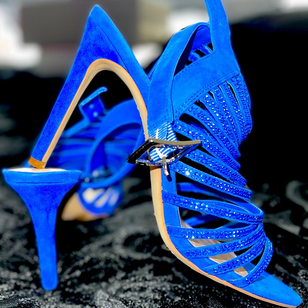 Brand new, never worn Vince Camuto blue suede shoes!